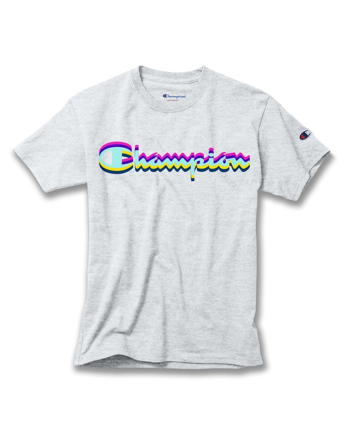 Tricou Champion Cotton Script Logo Fete Gri - Romania CZJLXTN-83